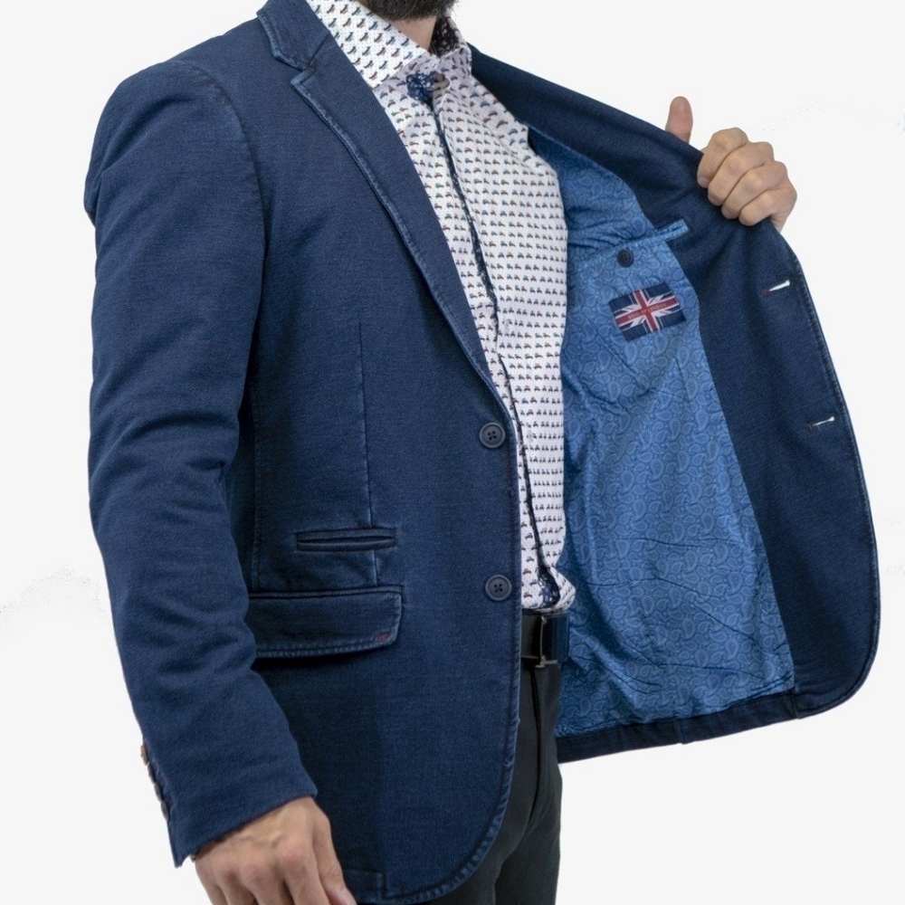 Soul of London Denim Cotton Blend Satin Lined Blazer In GUC Size 42 - Picture 12 of 12